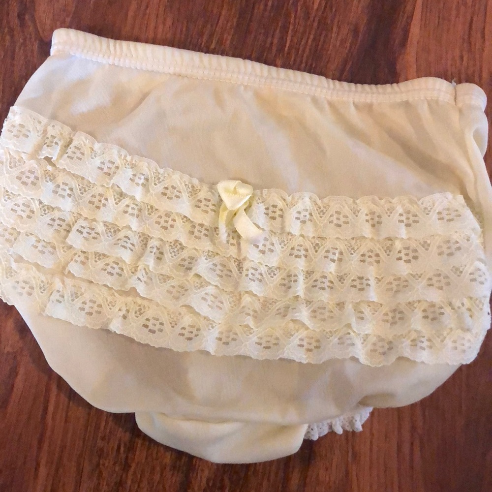 Vintage yellow laced baby bloomers